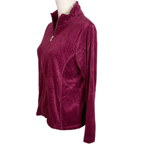 Vintage Pappagallo Jacket Velour Garnet S Pockets Zip Up New - Picture 3 of 12